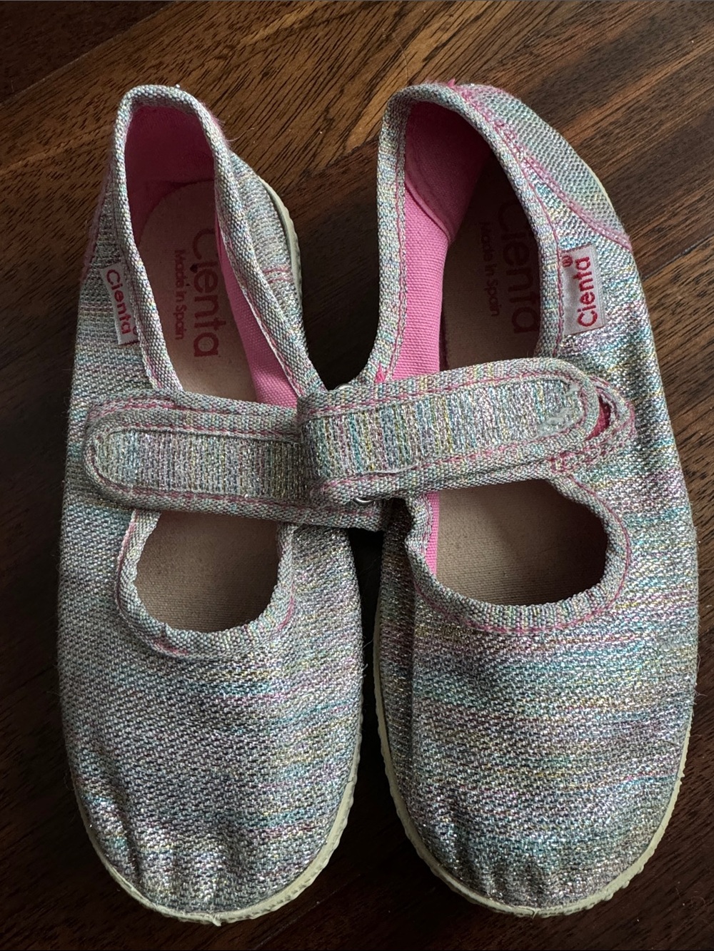 Cienta Girls' Pink Multicolor Canvas Mary Janes